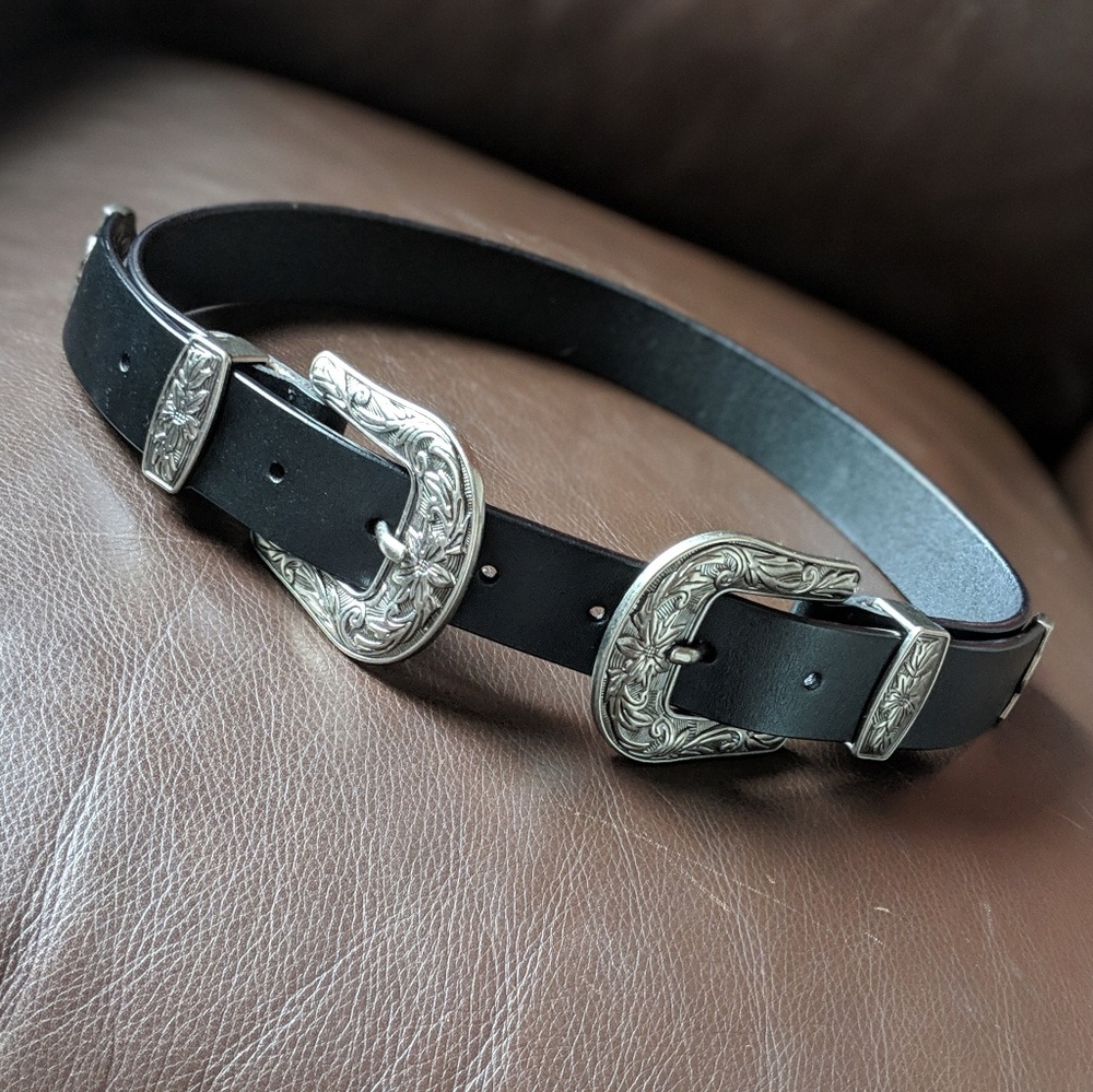 🆕 Western Black Leather Waist Belt - 20 to 24
